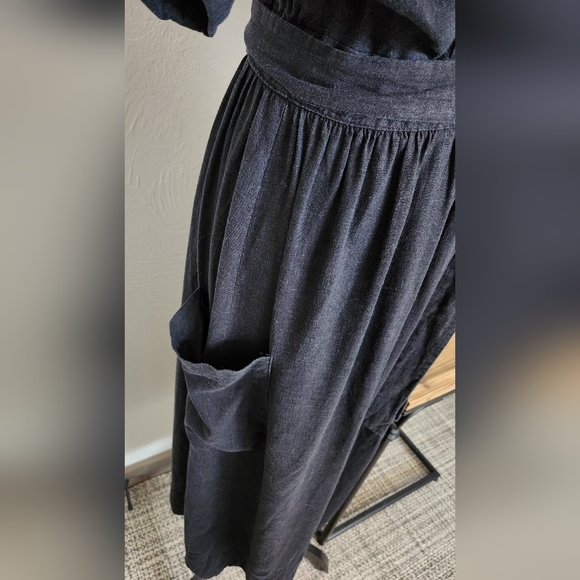 URBAN OUTFITTERS LINEN BLEND WRAP DRESS WITH DEEP POCKETS - Picture 9 of 12